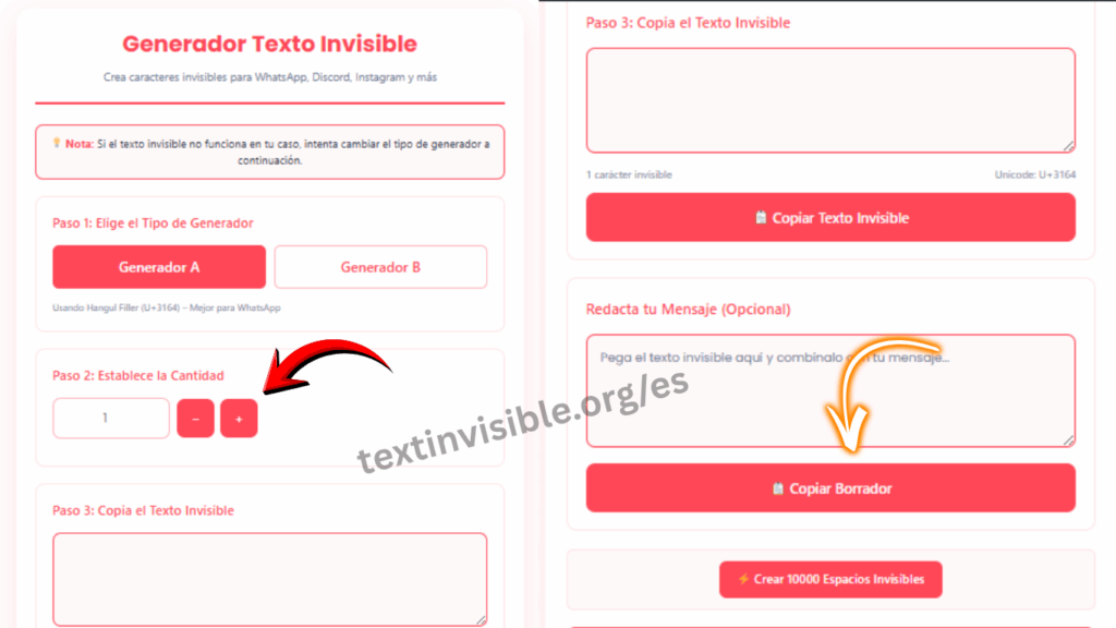 Herramienta de letras invisibles ilimitadas en línea
