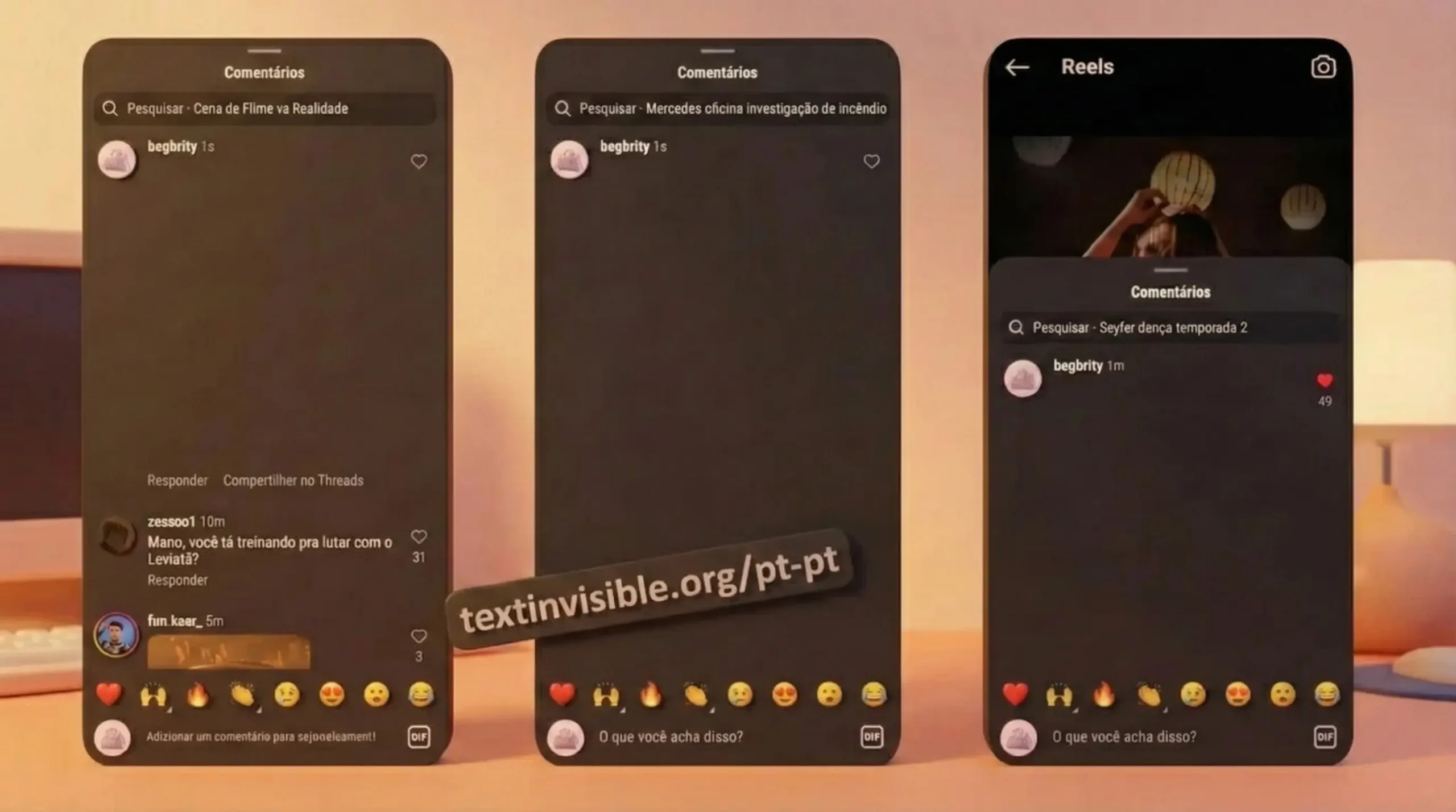 Texto vazio para biografias ou nomes de usuário do Instagram